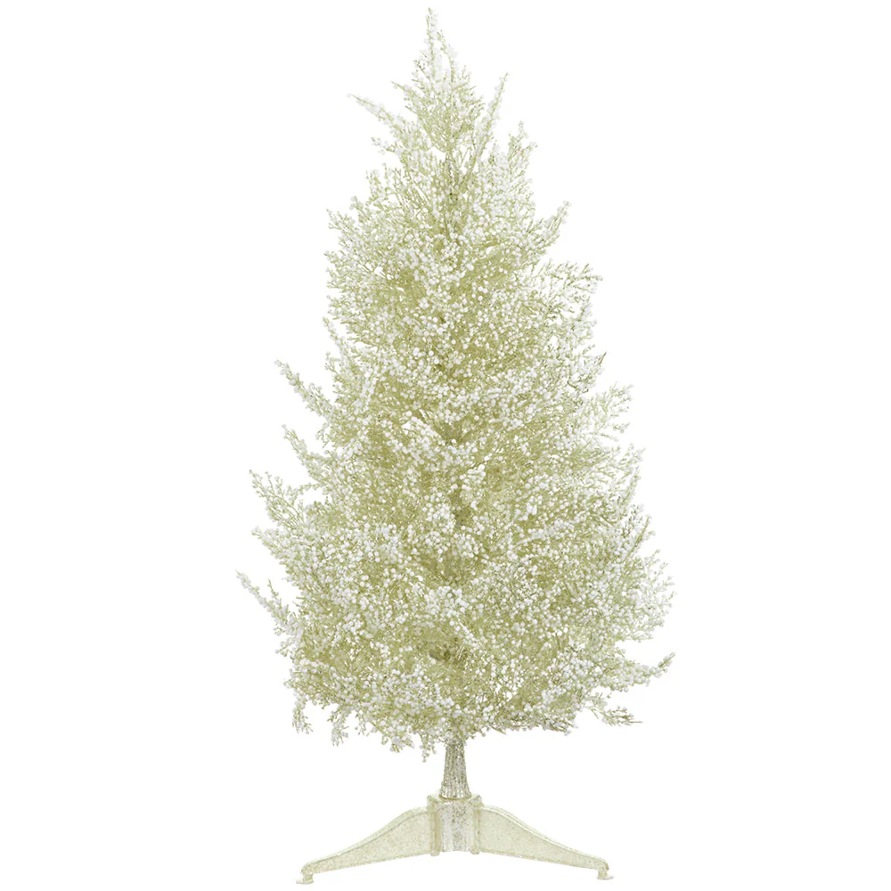 24" Glittered Artificial Mini Berry Tree w/Stand -Champagne/White (Pack of 4)