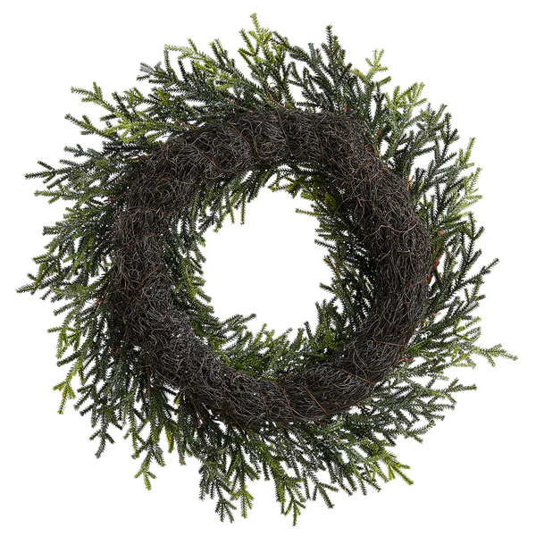 24" Glittered Artificial Pinecone & Pine Wreath -Green/Brown (Pack of 2) - Image 2