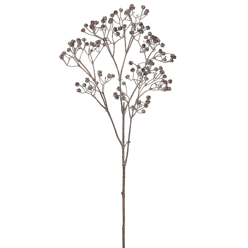 24" Glittered Artificial Pod Stem -Brown (Pack of 12)