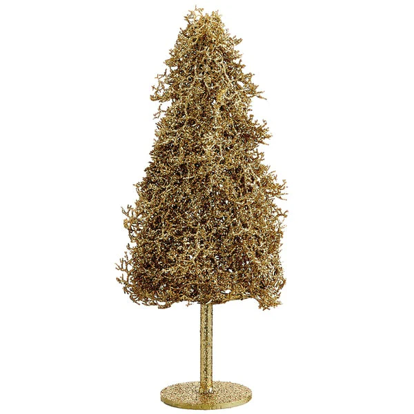 24" Glittered Plastic Twig Tree w/Lights -Gold (Pack of 2) - Image 3