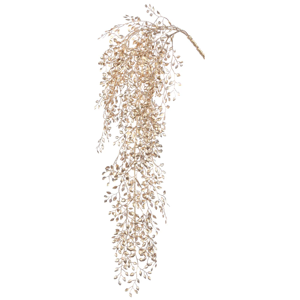 24" Hanging Artificial Mini Boxwood Stem -Gold (Pack of 12)