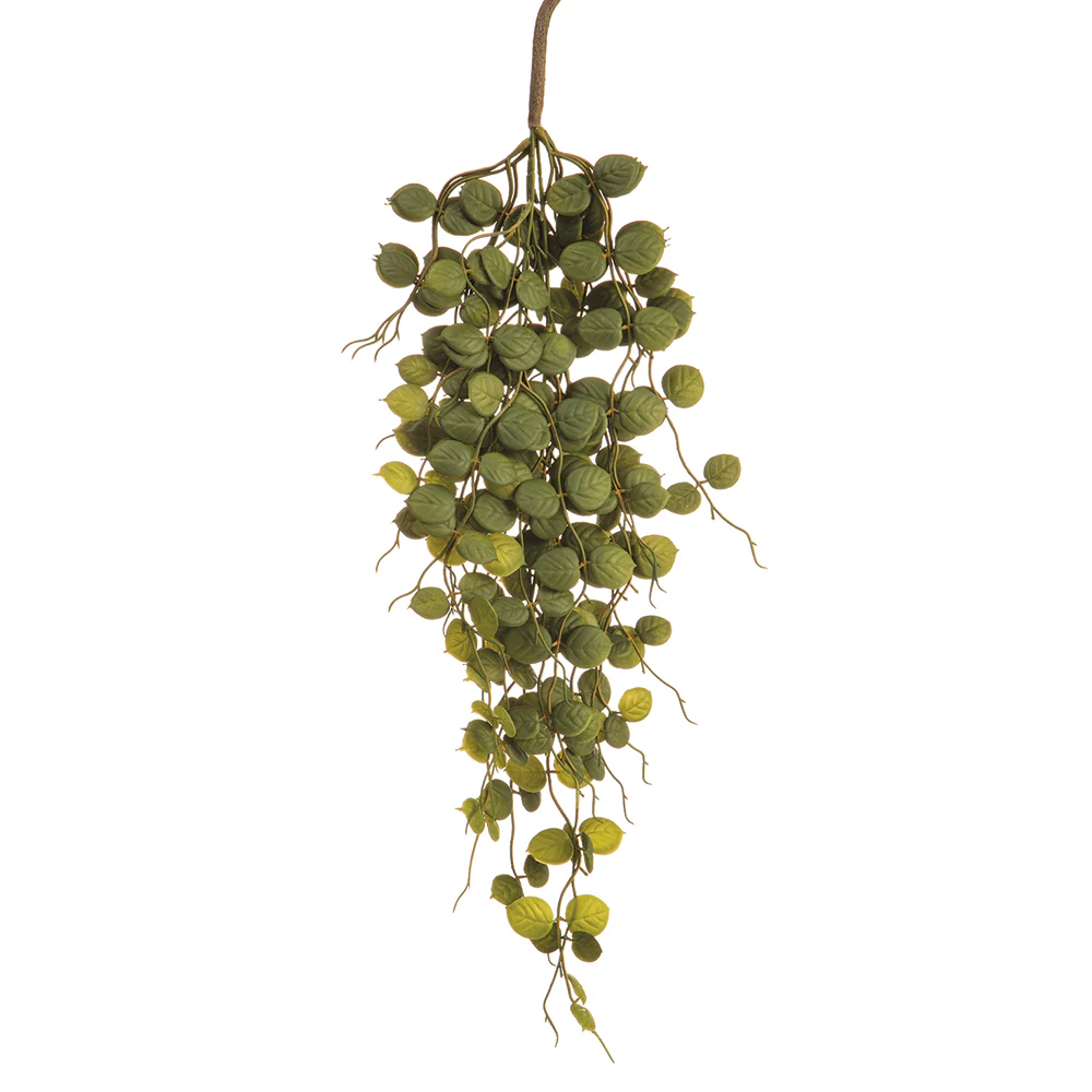 24" Hanging Silk Button Leaf Stem -Green (Pack of 12)