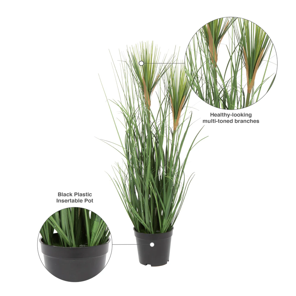 24" IFR PVC Brushed Grass Artificial Plant w/Pot -Green - Image 6