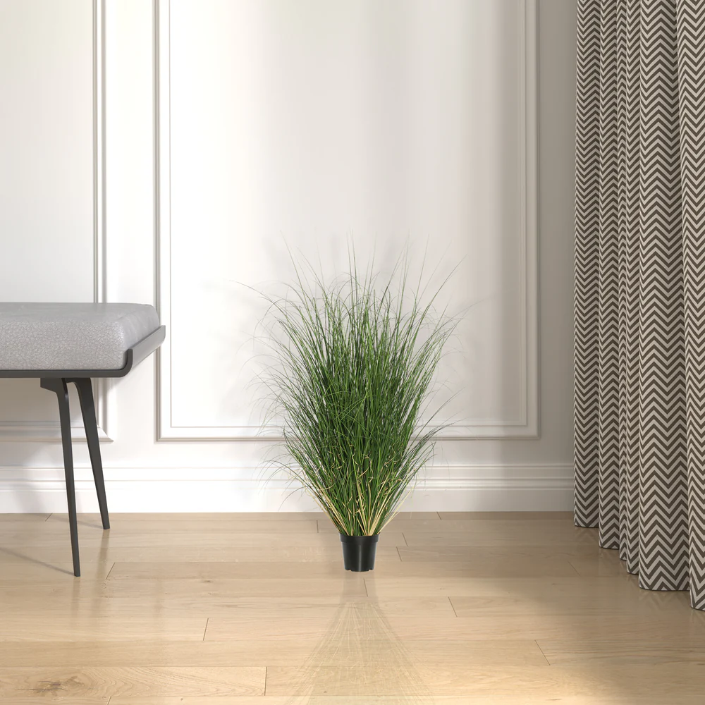 24" IFR PVC Curled Grass Artificial Plant w/Pot -Green - Image 6
