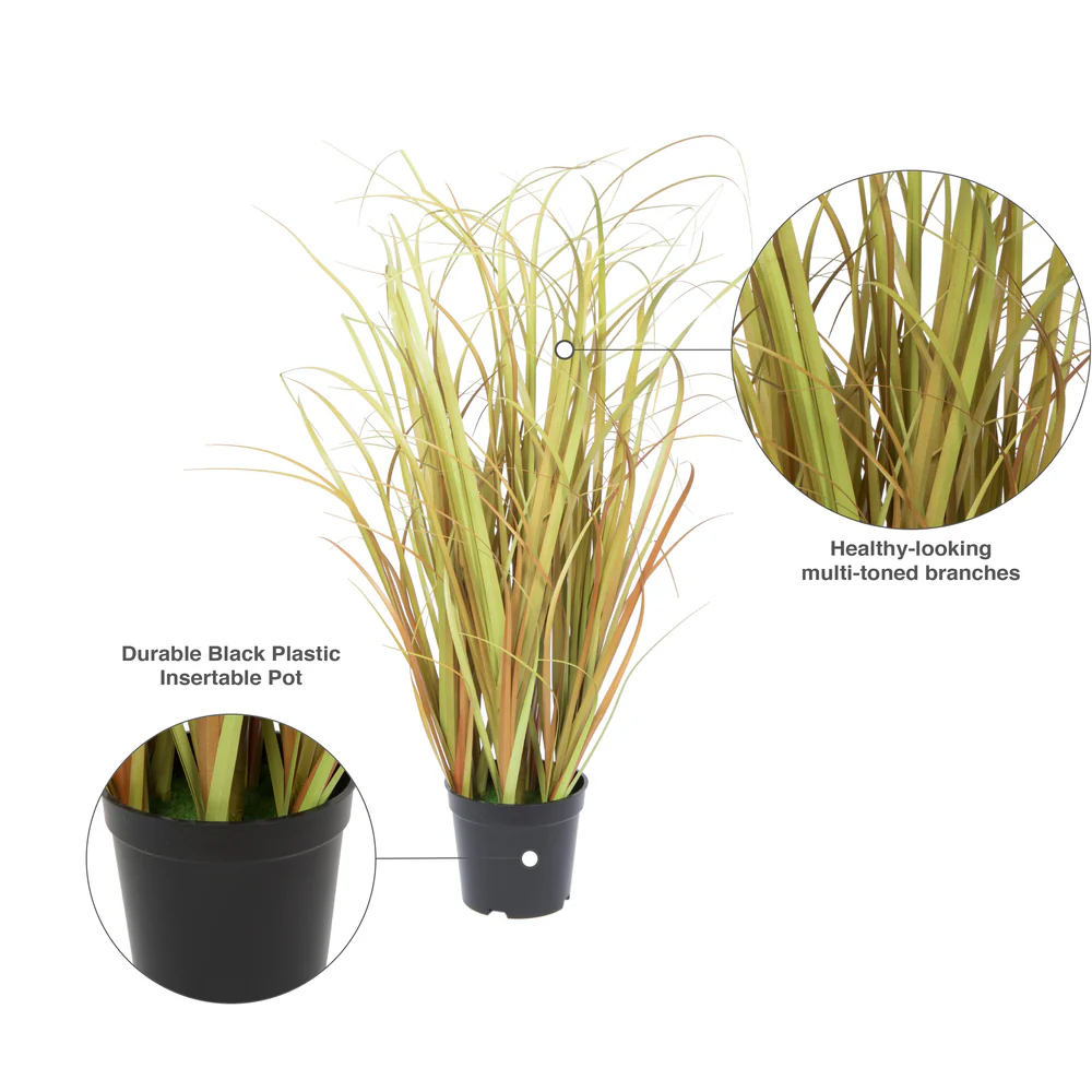 24" IFR PVC Mixed Grass Artificial Plant w/Pot -2 Tone Brown - Image 5