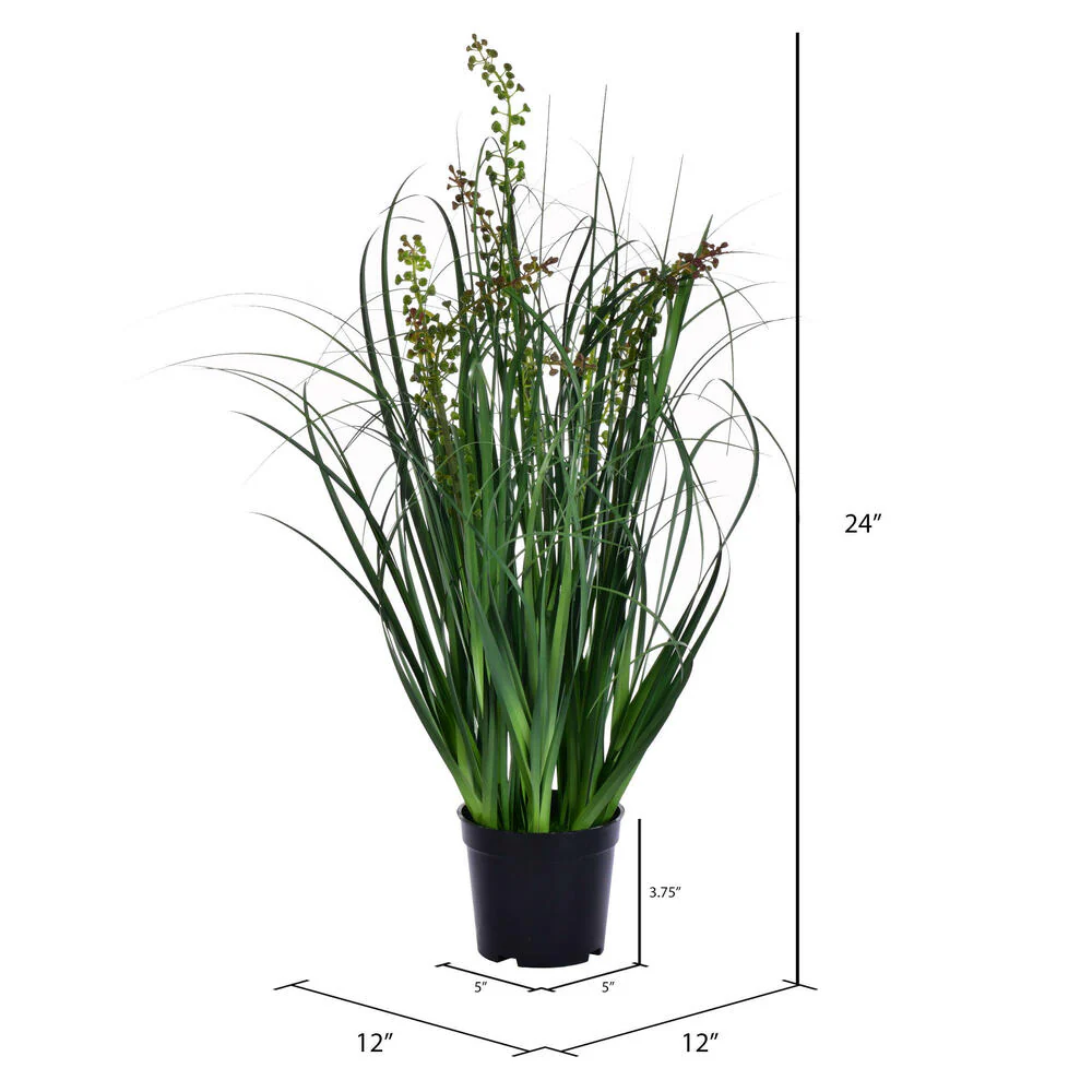 24" IFR PVC Sheep's Grass Artificial Plant w/Pot -Green - Image 3