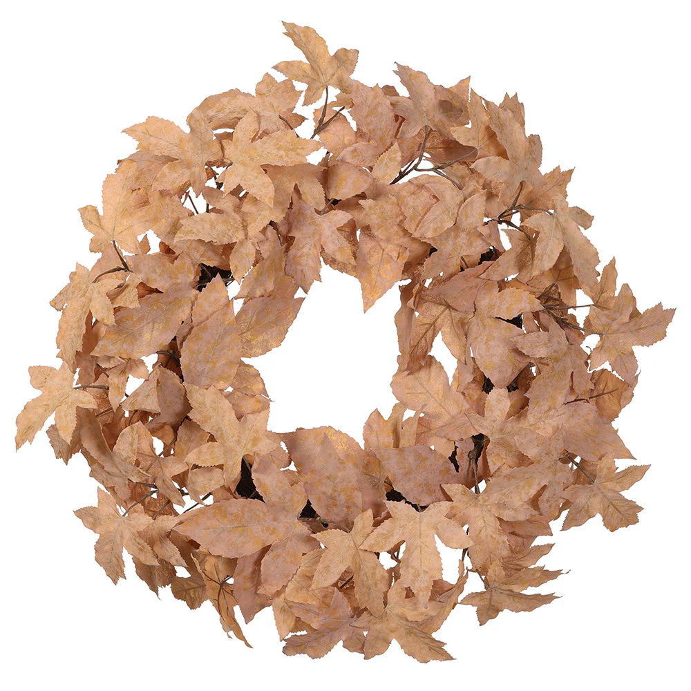 24" Maple Leaf Artificial Wreath -Tan (Pack of 2)