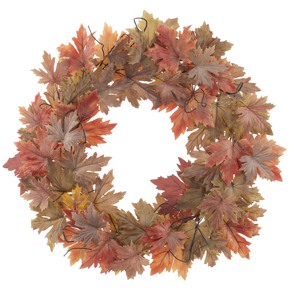 24" Maple Leaf Silk Wreath -Rust/Green (Pack of 2)