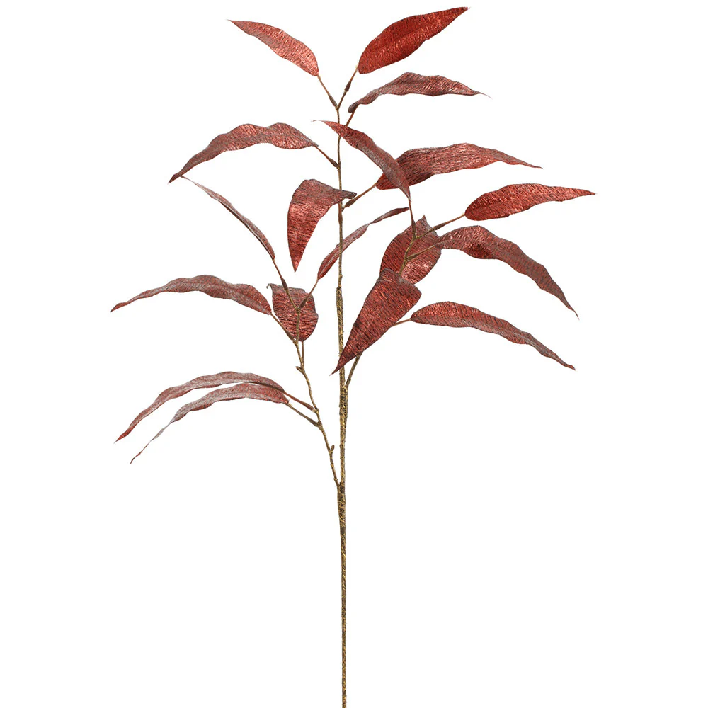 24" Metallic Artificial Eucalyptus Leaf Stem -Burgundy (Pack of 24)