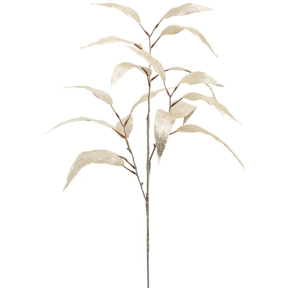 24" Metallic Artificial Eucalyptus Leaf Stem -Champagne (Pack of 24)