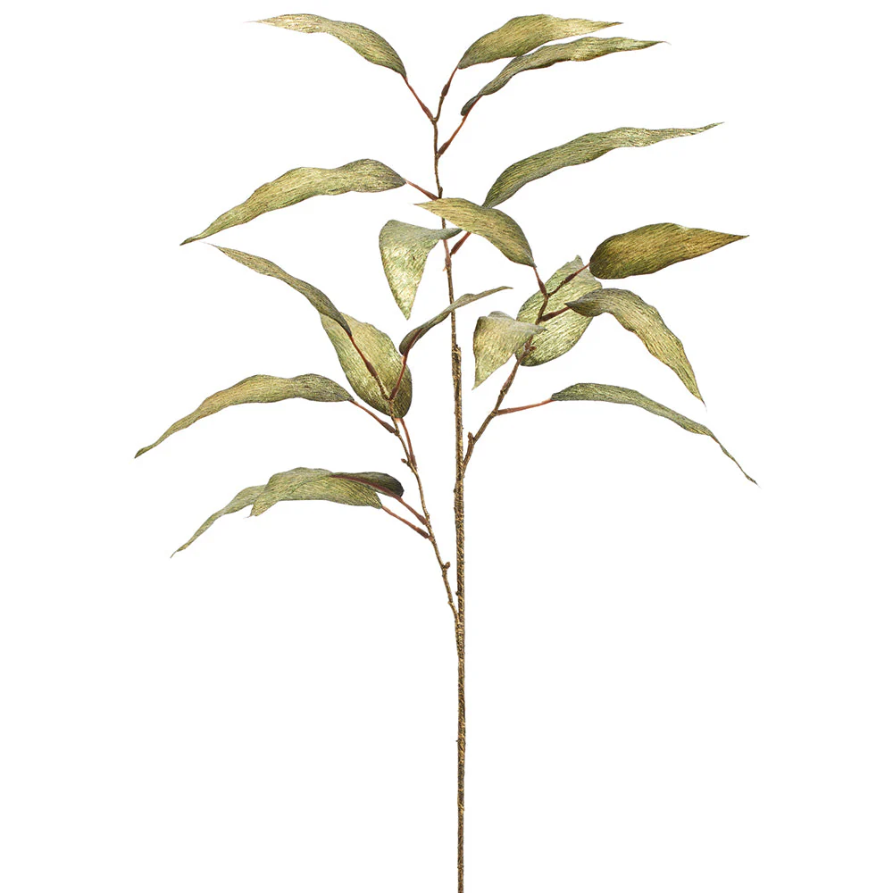 24" Metallic Artificial Eucalyptus Leaf Stem -Green (Pack of 24)