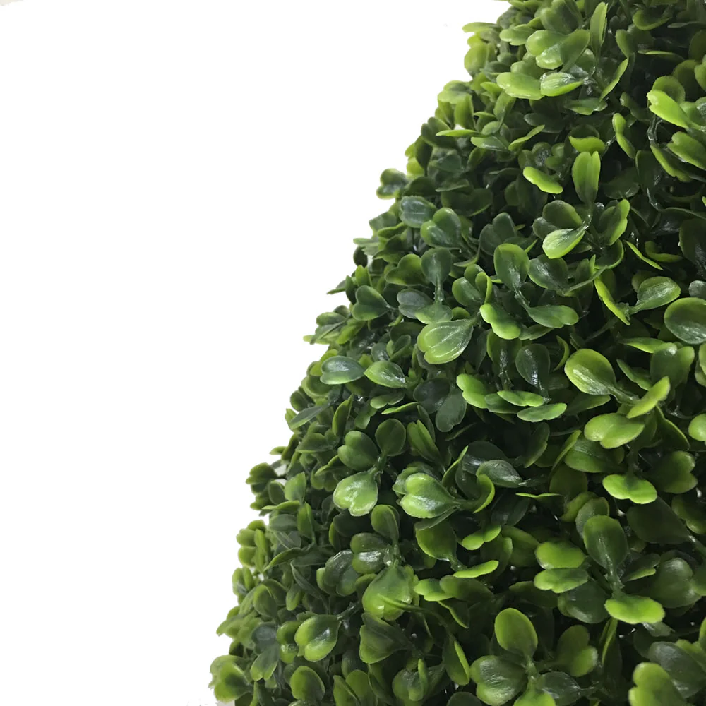 24" Outdoor UV-Resistant Artificial Boxwood Teardrop-Shaped Topiary w/Pot -Green - Image 3