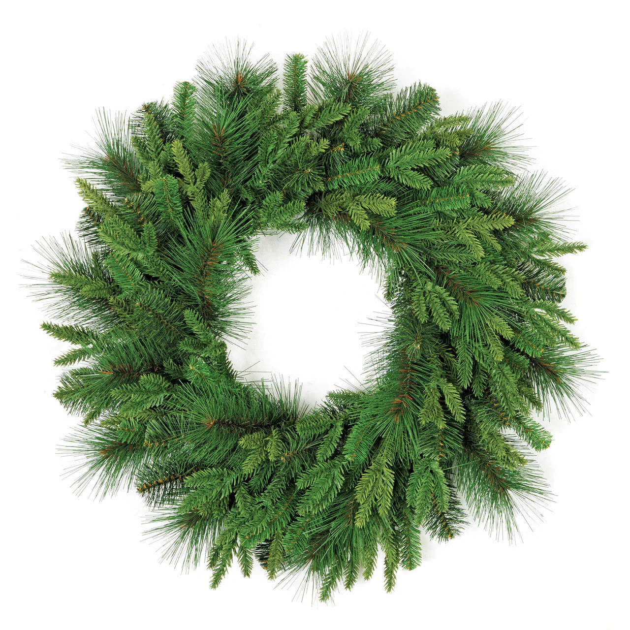 24" Outdoor UV-Resistant Artificial PE Soft Touch Mixed Ledgemer Pine Wreath -Green