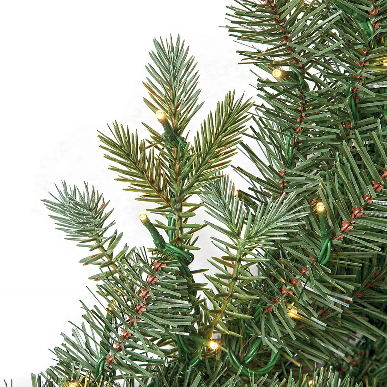 24" PE Artificial Blue Grand Fir Wreath, Micro LED Pre-Lit -Green/Blue - Image 2
