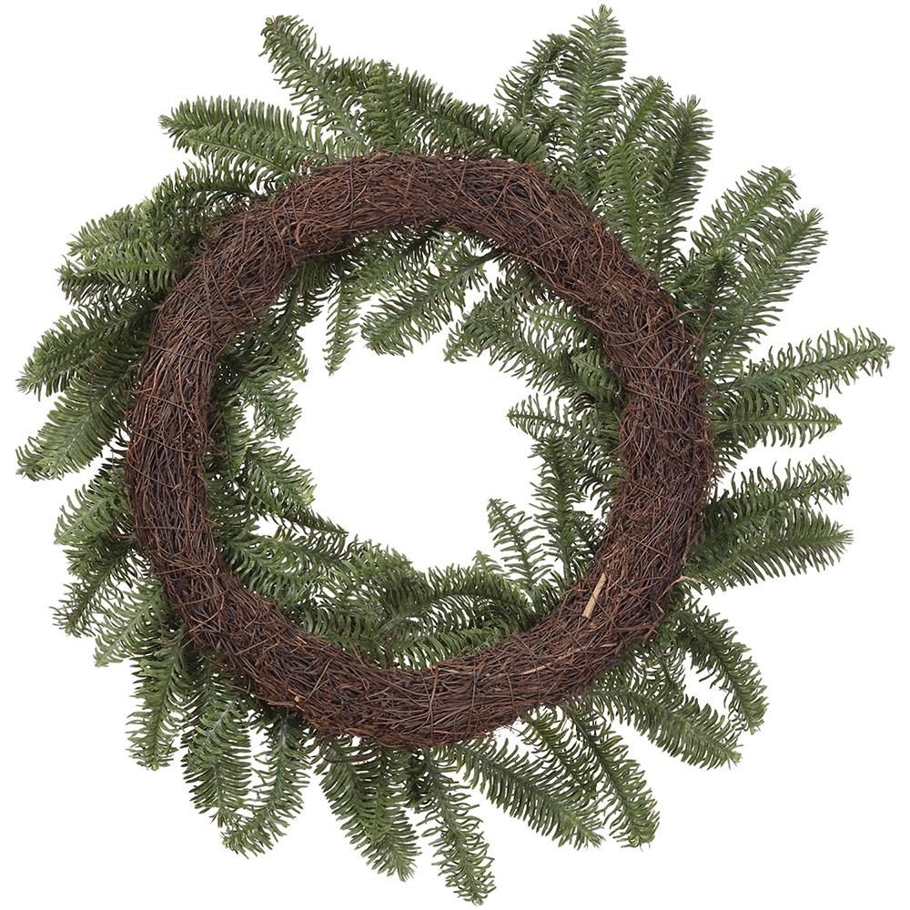 24" PE Soft-Touch Mixed Pine Artificial Wreath -Green (Pack of 2) - Image 2