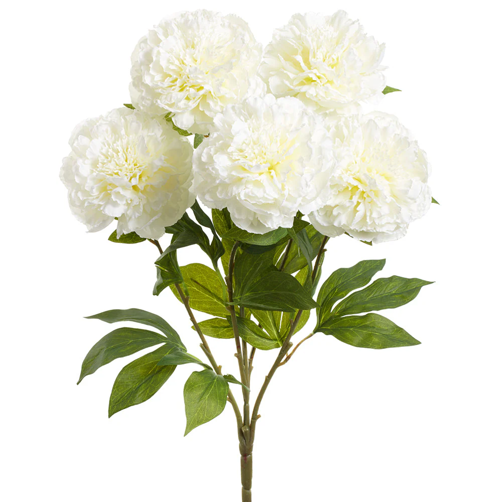 24" Peony Silk Flower Bush -Cream (Pack of 6)
