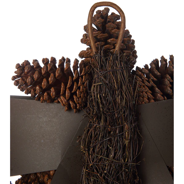 24" Pinecone & Bow Teardrop Swag -Brown (Pack of 4) - Image 2
