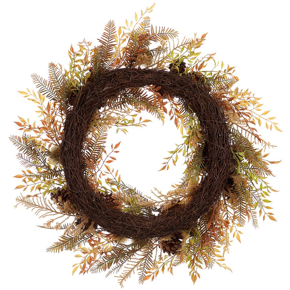 24" Pinecone & Thistle Artificial Wreath -Brown/Green (Pack of 4) - Image 2