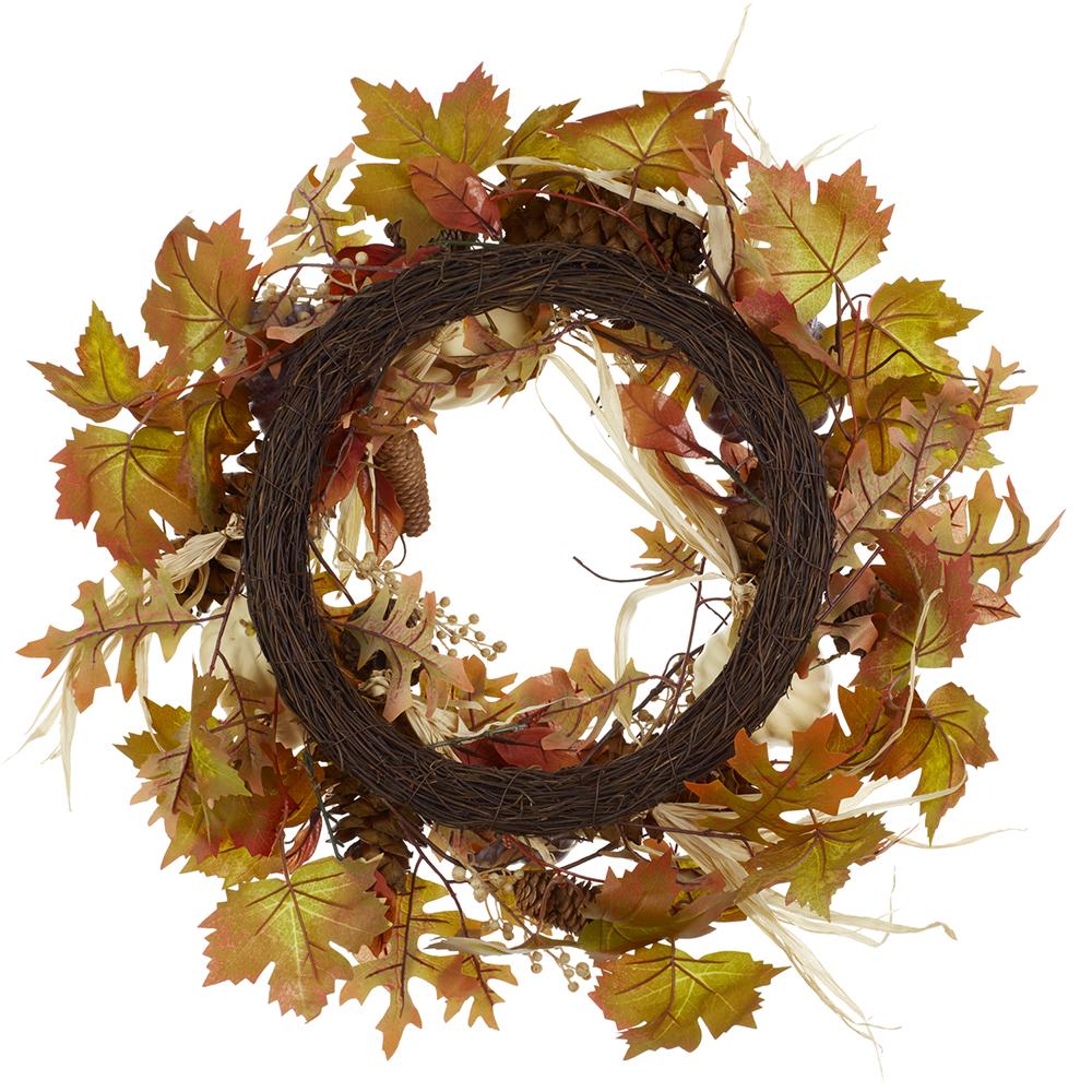 24" Pumpkin, Berry & Pinecone Artificial Wreath -Fall - Image 2
