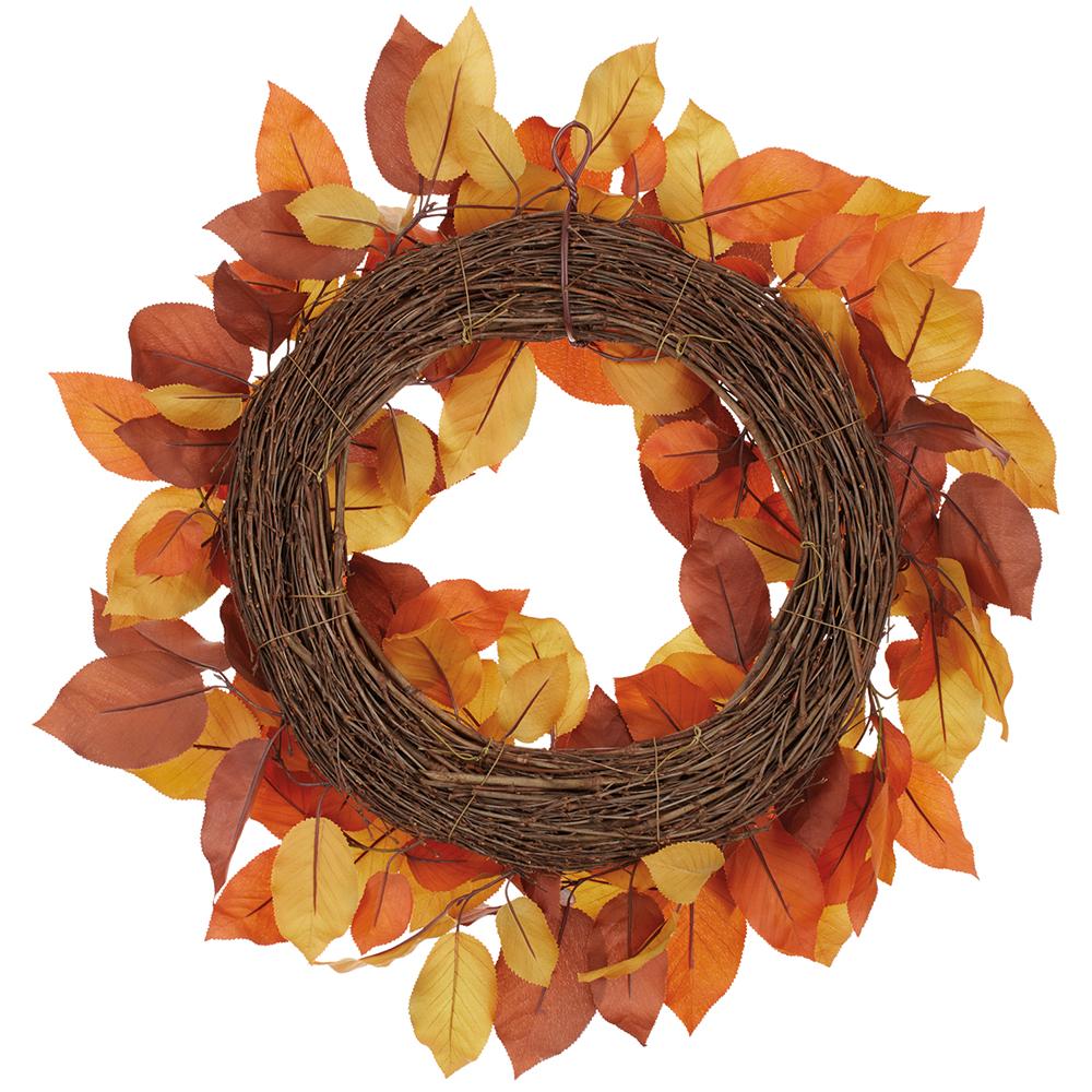 24" Salal Leaf Silk Wreath -2 Tone Brown (Pack of 6) - Image 2