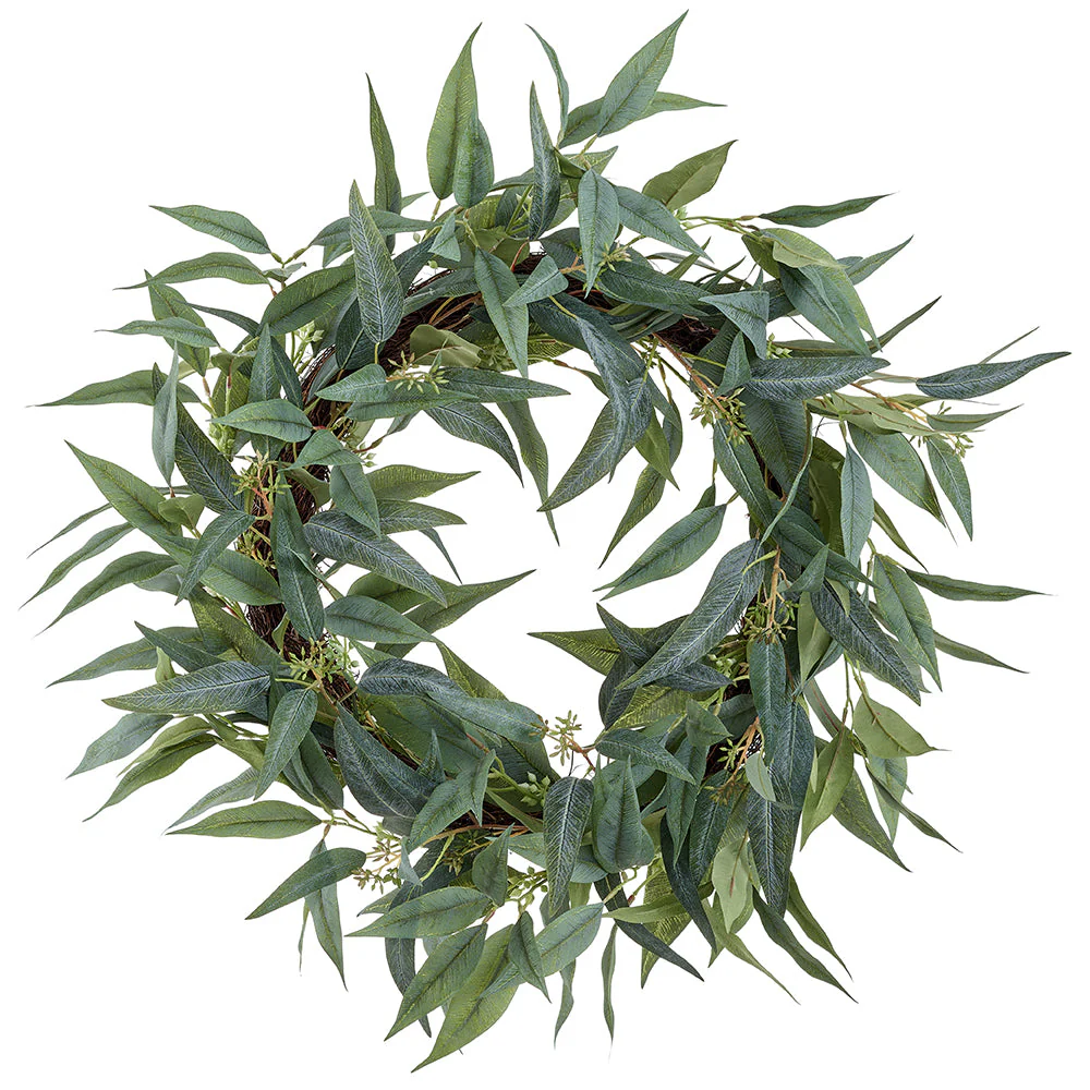 24" Seeded Eucalyptus Leaf Artificial Wreath -Green/Gray (Pack of 2)