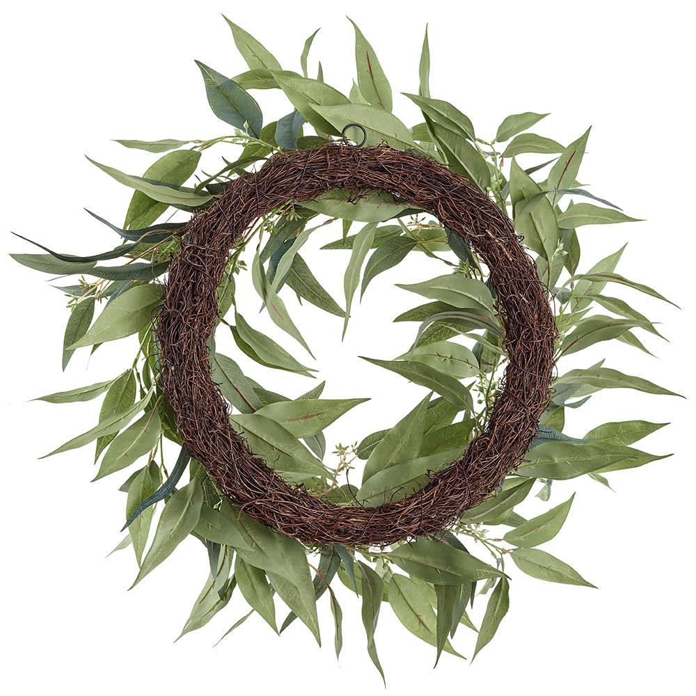 24" Seeded Eucalyptus Leaf Artificial Wreath -Green/Gray (Pack of 2) - Image 2