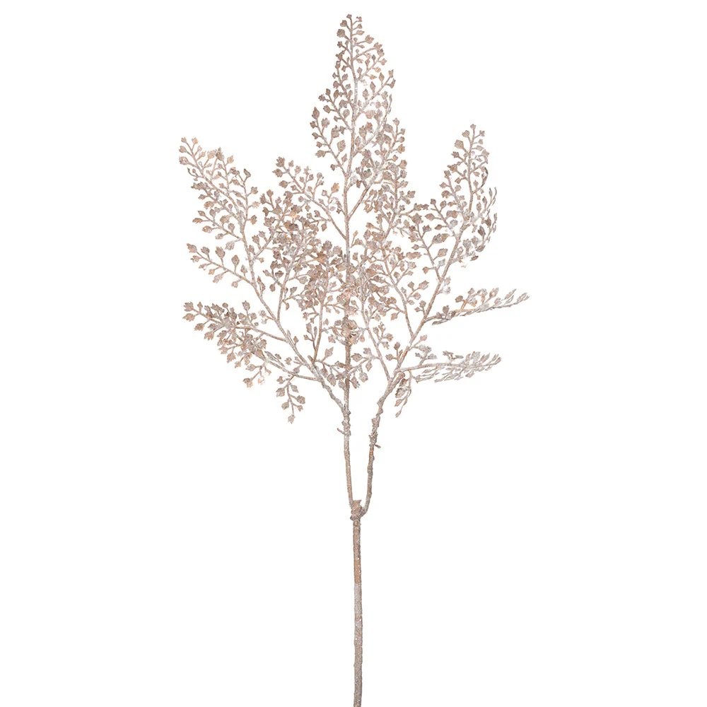 24" Sequin Artificial Fern Leaf Stem -Champagne (Pack of 24)