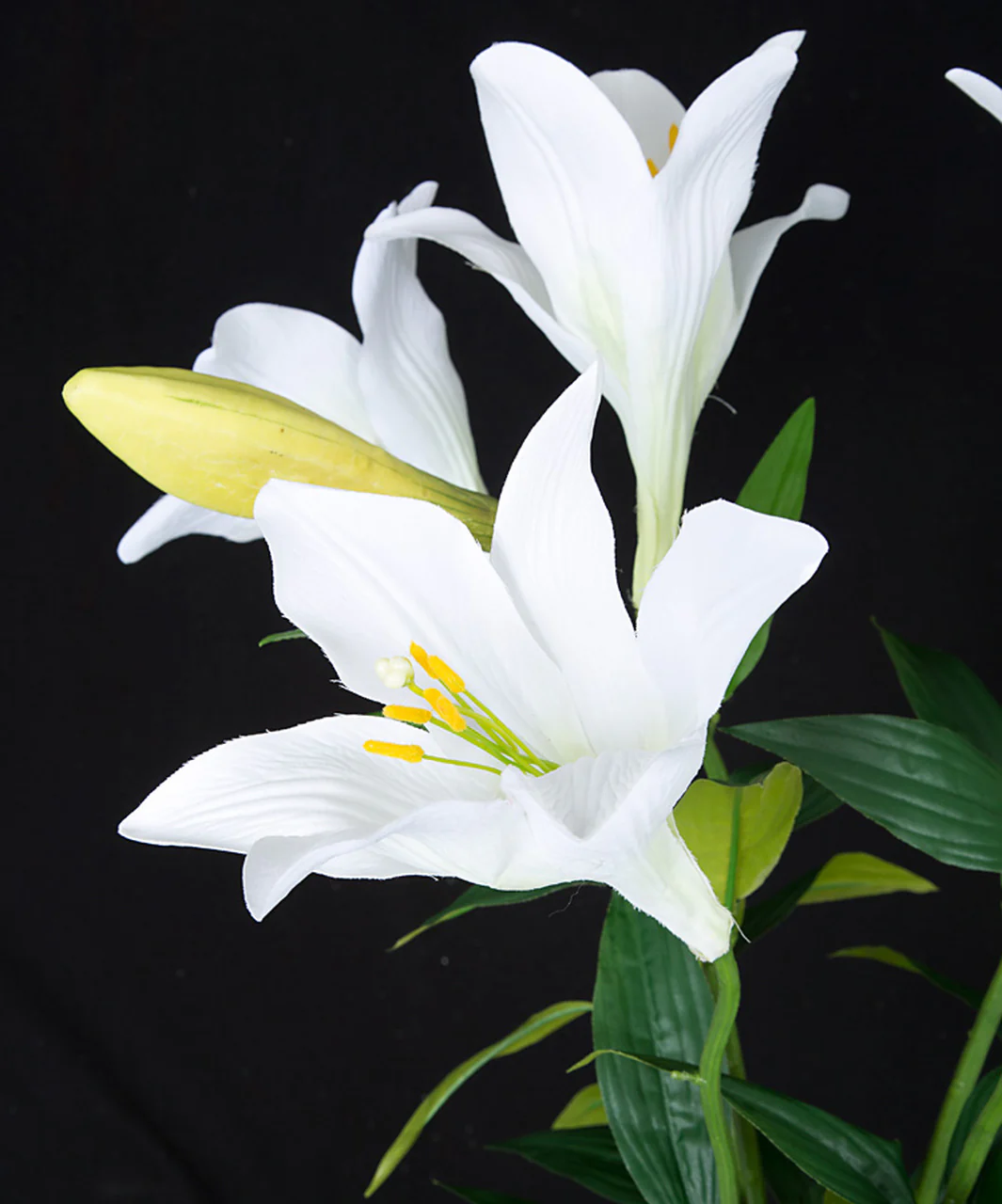 24" Silk Easter Lily Flower Bush -White (Pack of 6) - Image 2