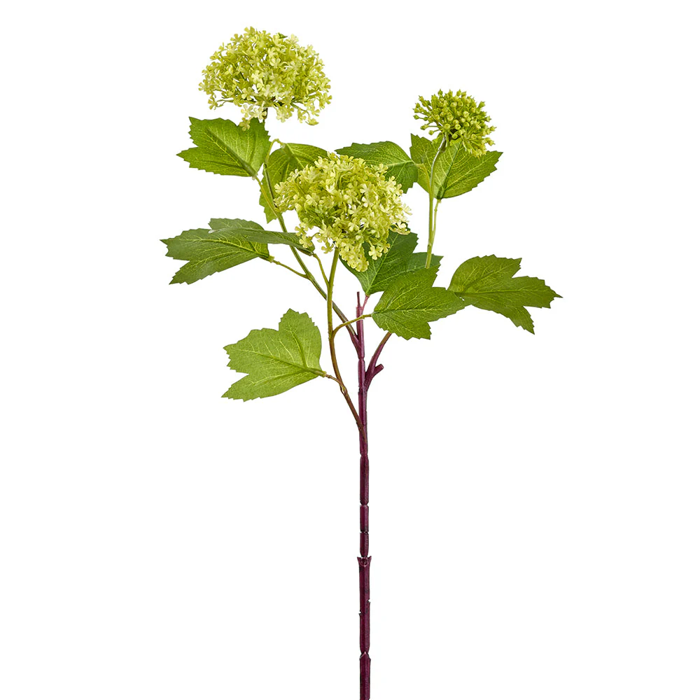 24" Snowball Faux Flower Stem -Green (Pack of 12)