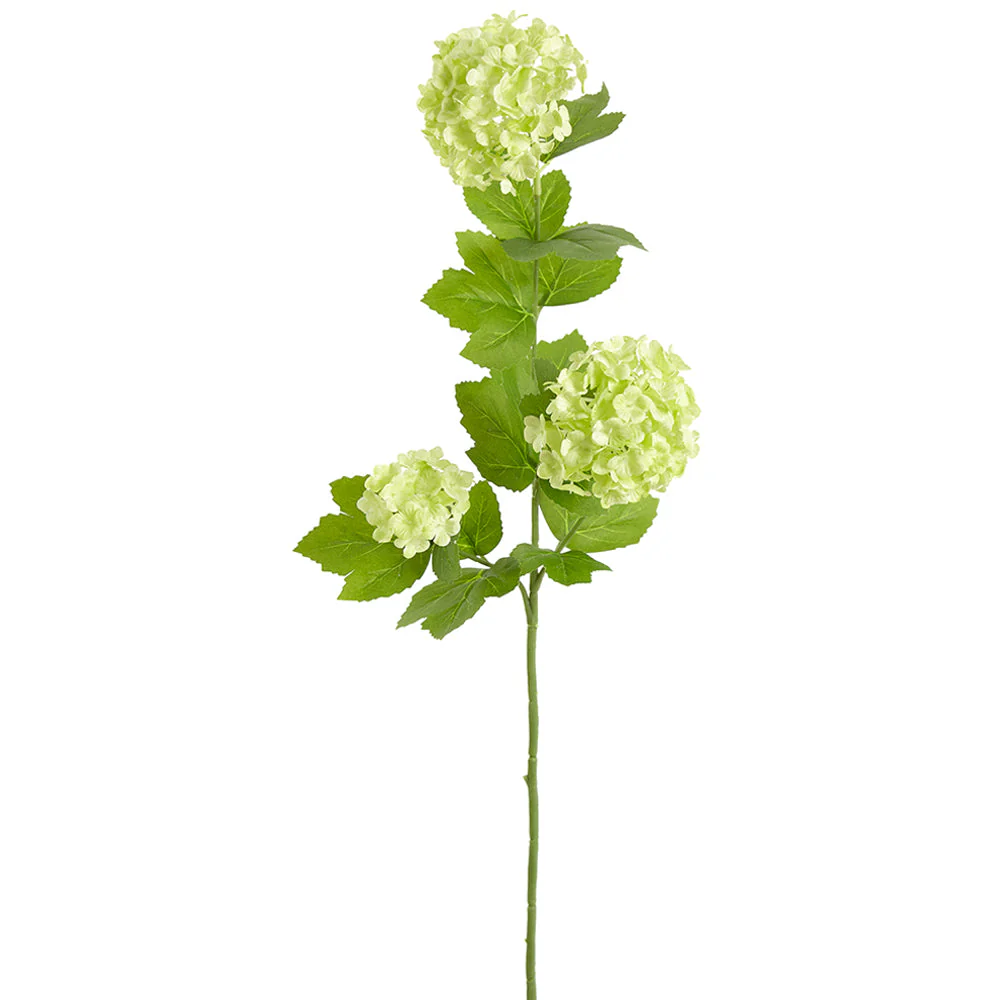24" Snowball Silk Flower Stem -Light Green (Pack of 12)