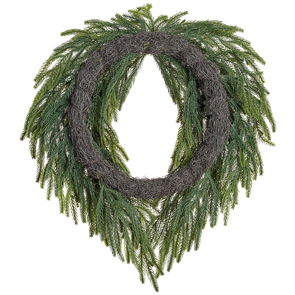 24" Soft-Touch Artificial Willow Pine Wreath -Green (Pack of 2) - Image 2
