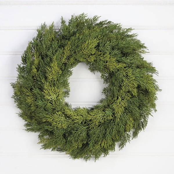 24" Soft-Touch Cedar Wreath -Green - Image 2