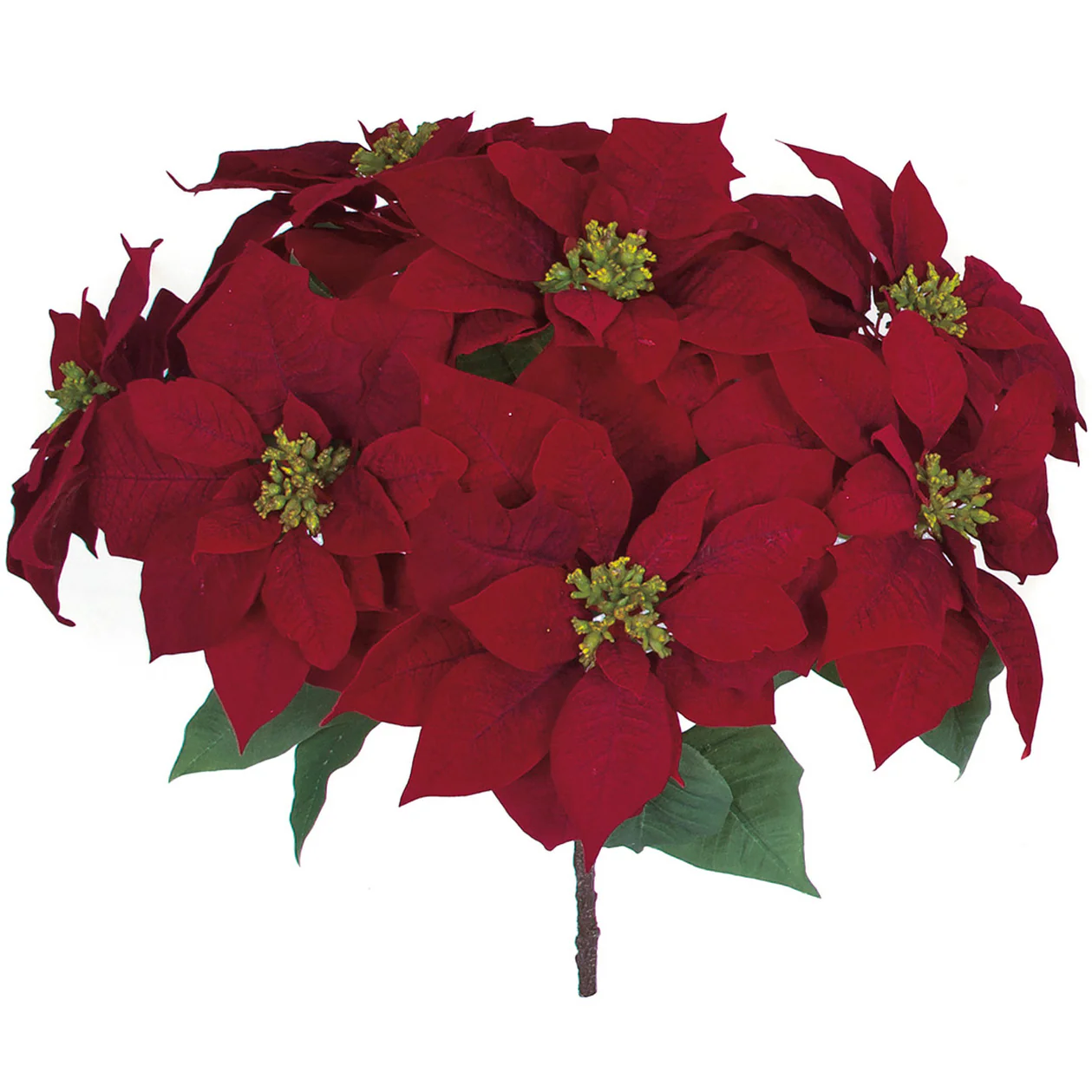 24" Velvet Artificial Poinsettia Flower Bush -Red (Pack of 4)