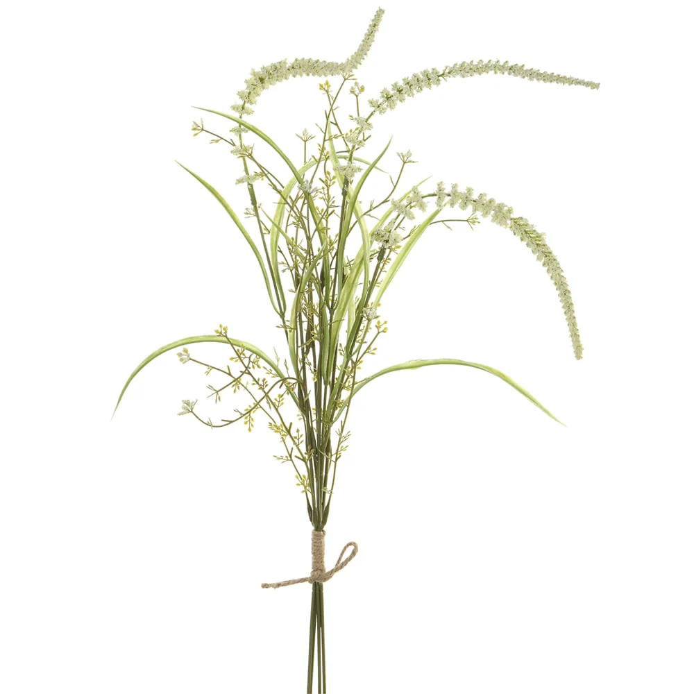 24" Veronica & Grass Silk Flower Stem Bundle -Cream/Green (Pack of 12)