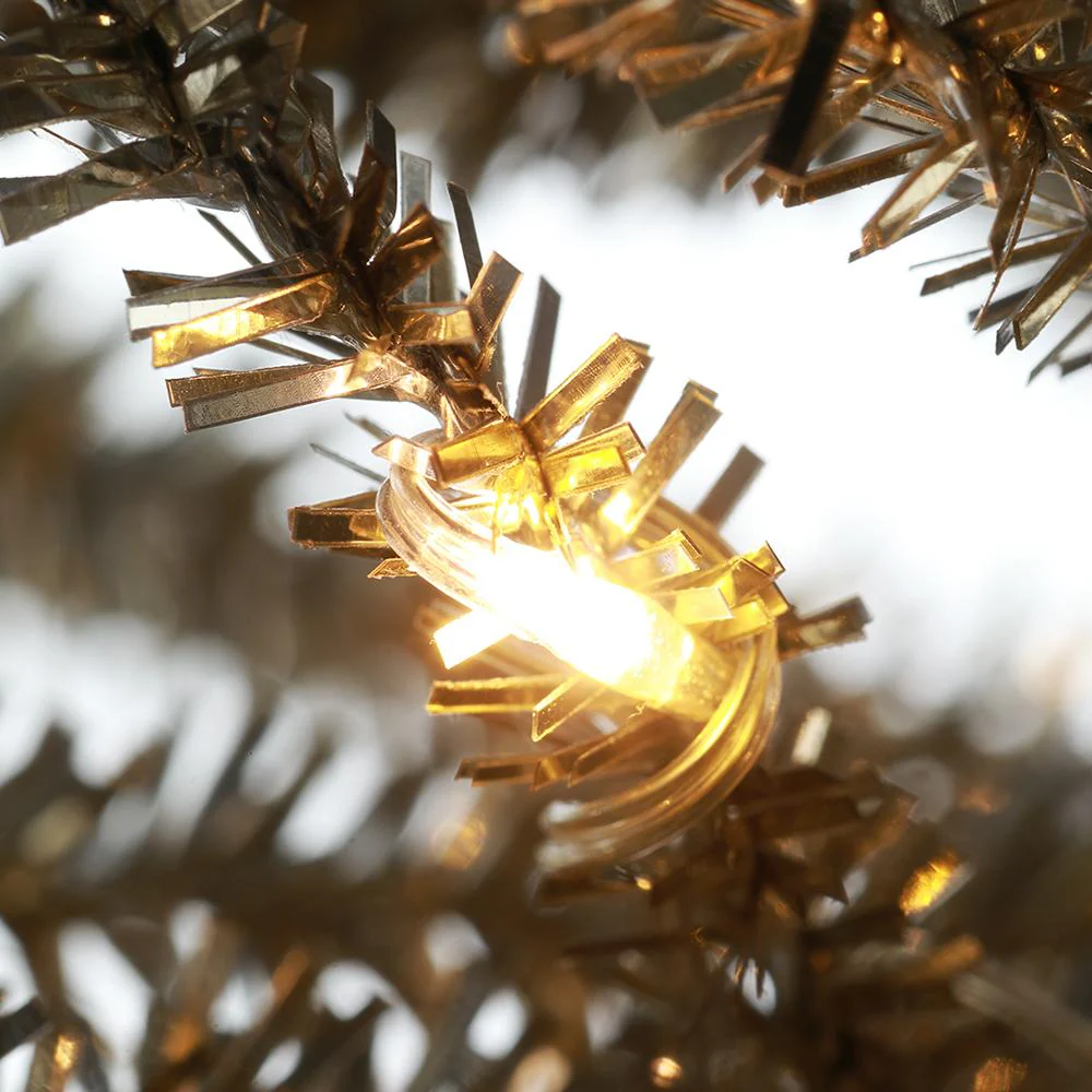 24"Hx11"W Tinsel Artificial Christmas Tree, Battery Micro LED Pre-Lit -Platinum (Pack of 6) - Image 4
