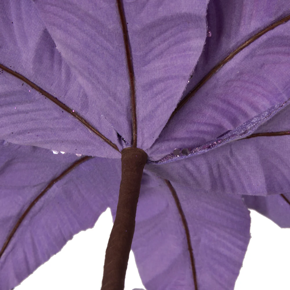 24"Hx13"W Sequin Velvet Artificial Poinsettia Flower Stem -Lavender (Pack of 12) - Image 4