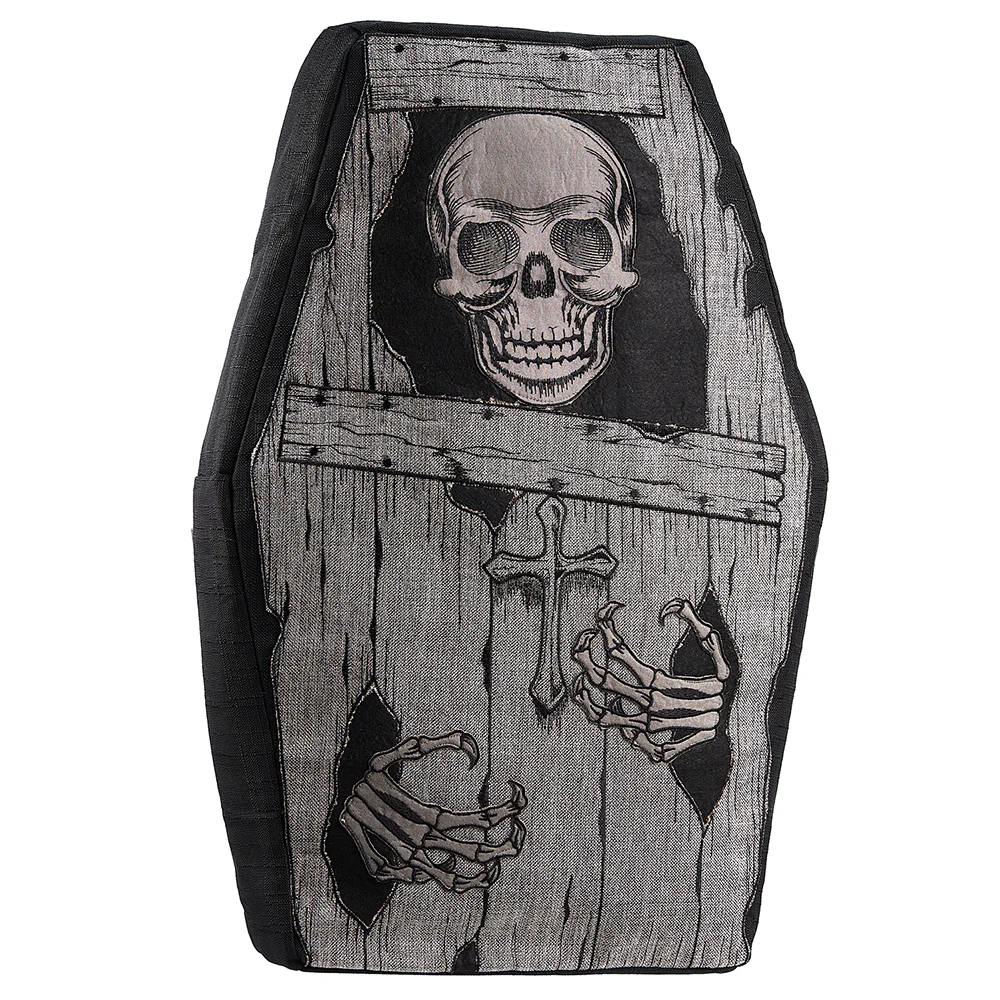 24"x16" Halloween Skeleton Coffin Pillow -Black/Beige (Pack of 2)