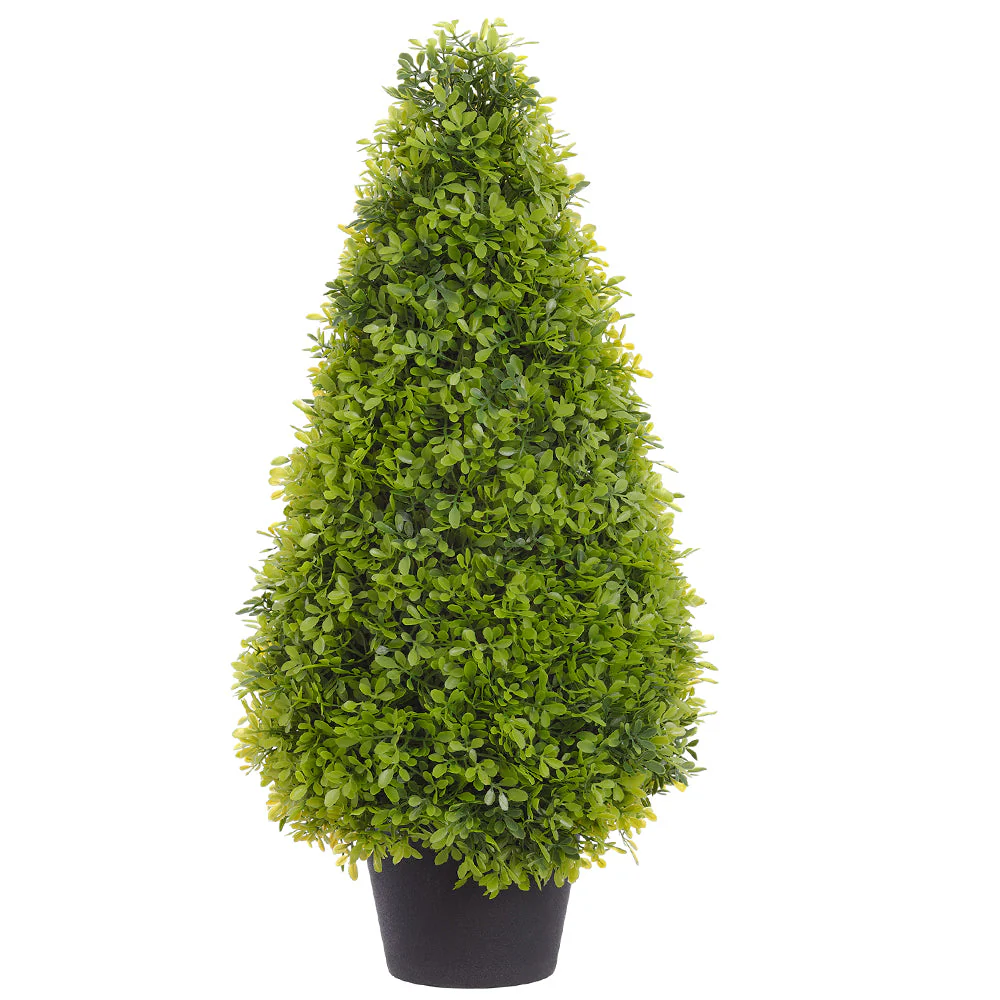 25.5" Boxwood Teardrop-Shaped Artificial Topiary Plant w/Pot -Green (Pack of 6)