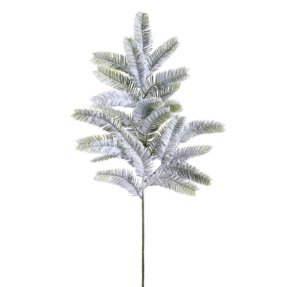 25.5" Flocked Artificial Pine Stem -Green/Snow (Pack of 12)
