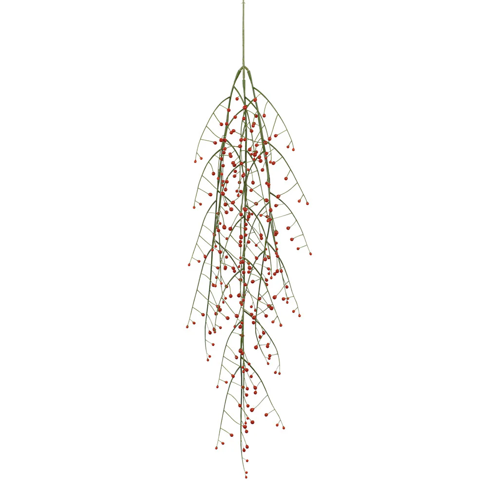 25.5" Hanging Artificial Berry Stem -2 Tone Red (Pack of 12)