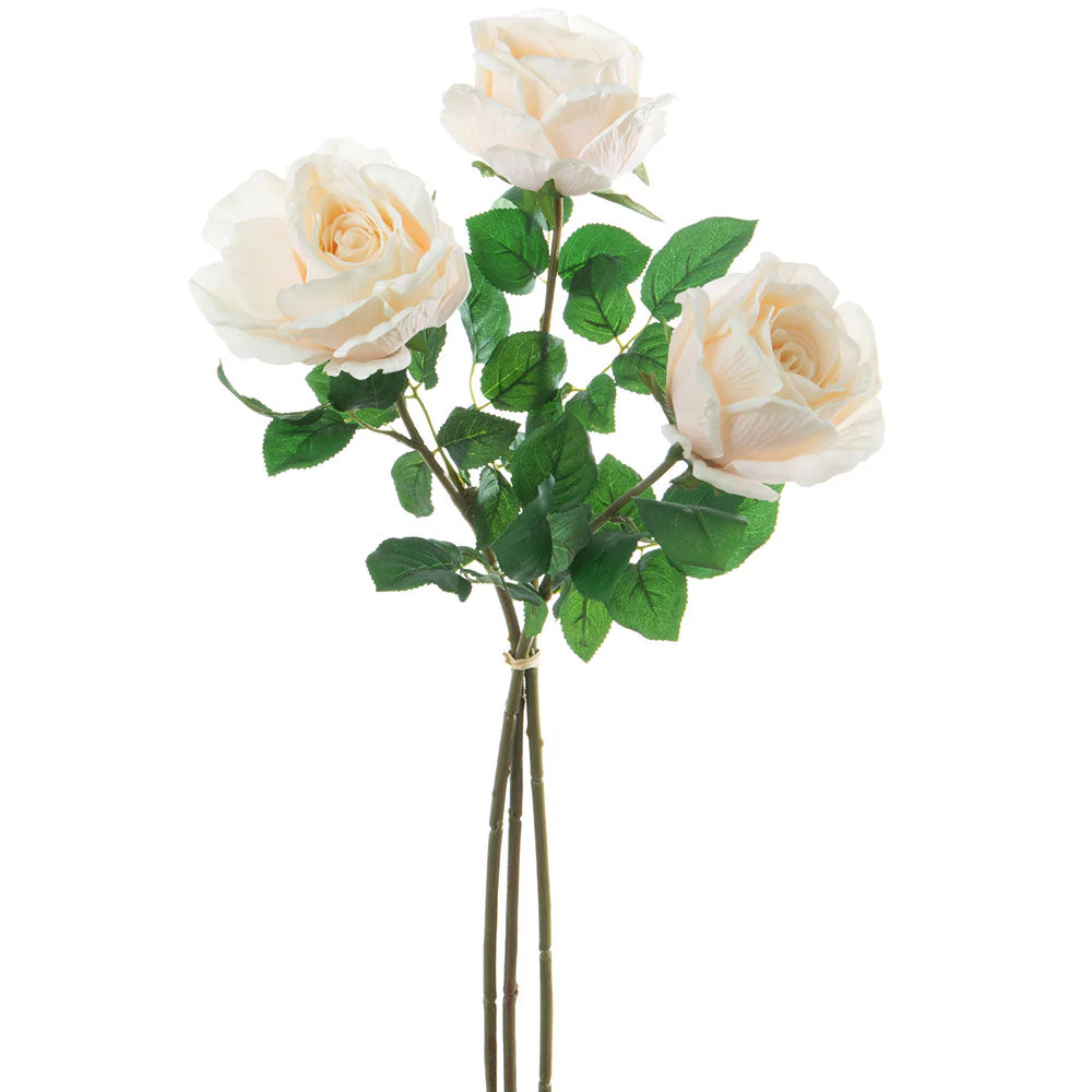 25.5" Real Touch Rose Silk Flower Stem Bundle -Cream (Pack of 12)