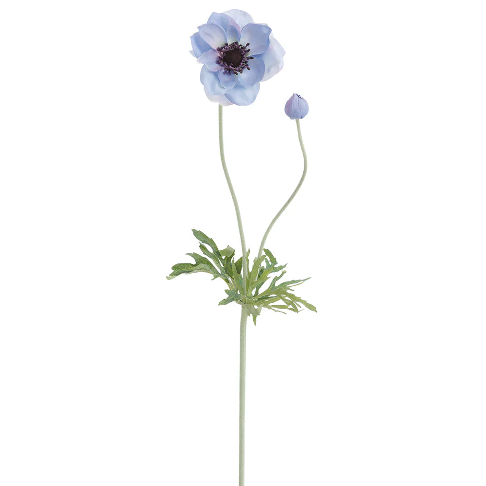 25" Anemone Silk Flower Stem -Blue (Pack of 12)