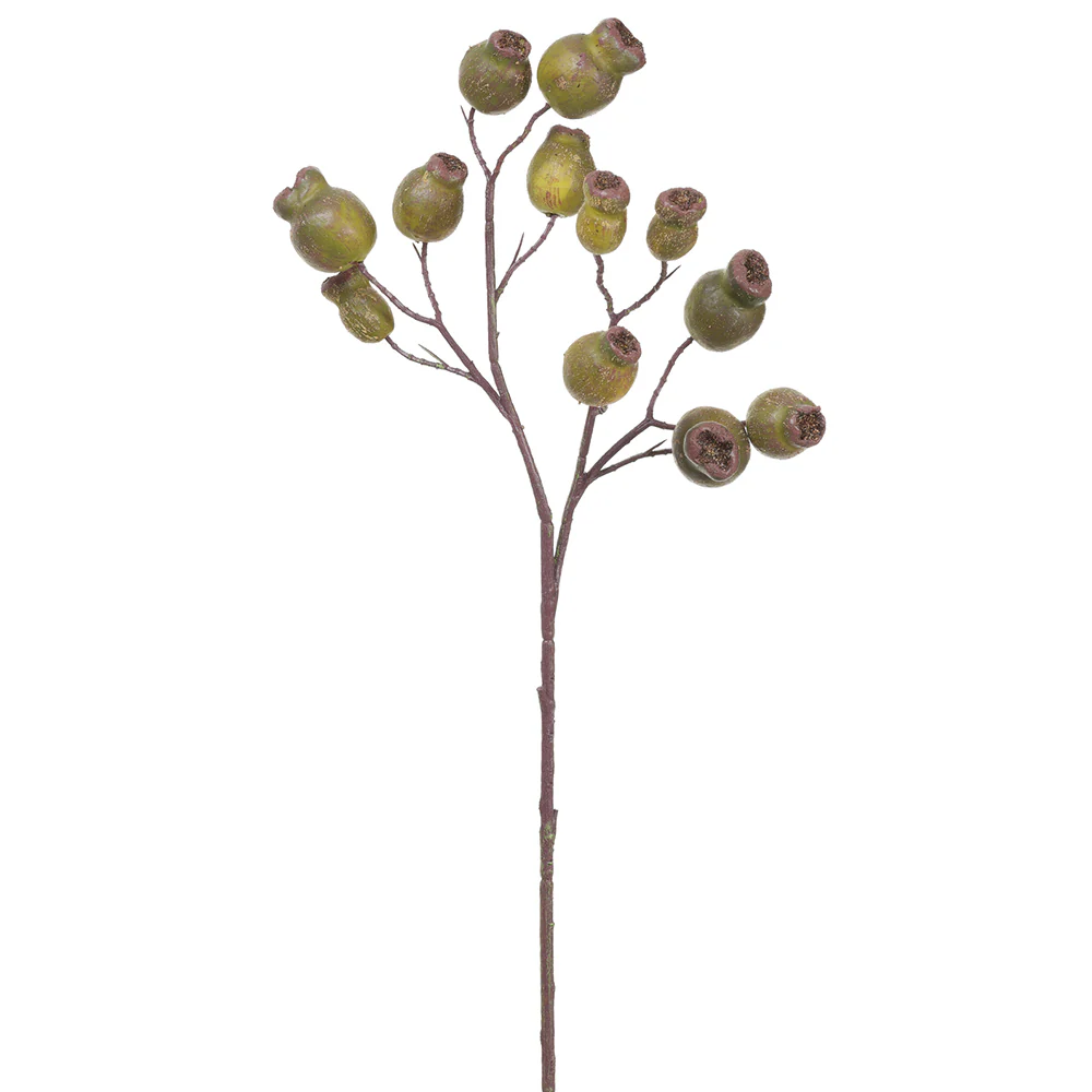 25" Artificial Berry Pod Seed Stem -Green (Pack of 12)