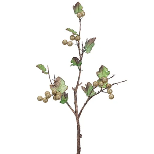 25" Artificial Glittered Maple Stem -Gold (Pack of 12)