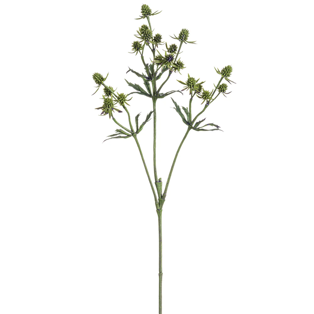 25" Artificial Thistle Flower Stem -Green (Pack of 12)