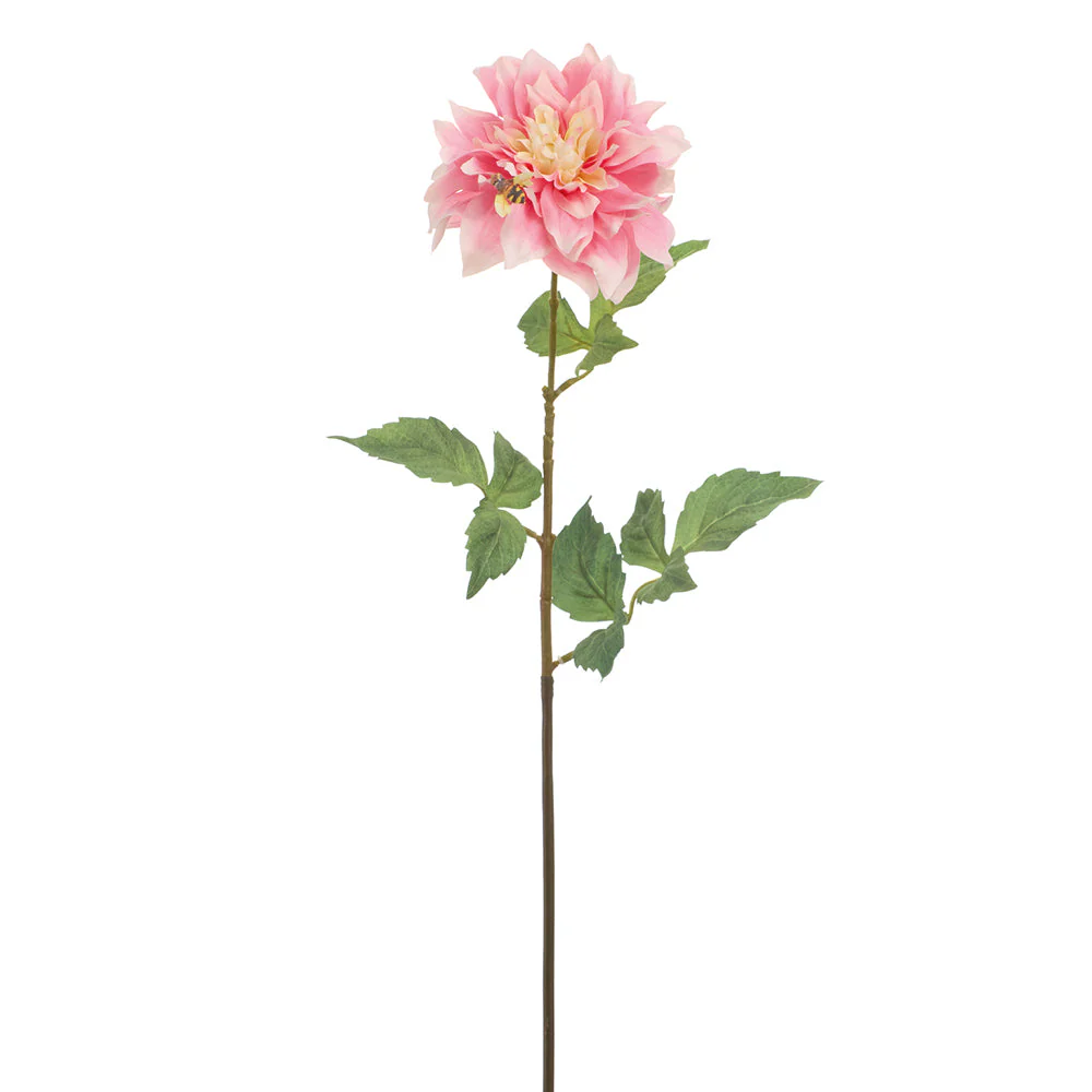 25" Dahlia Silk Flower Stem With Bee -Pink (Pack of 12)
