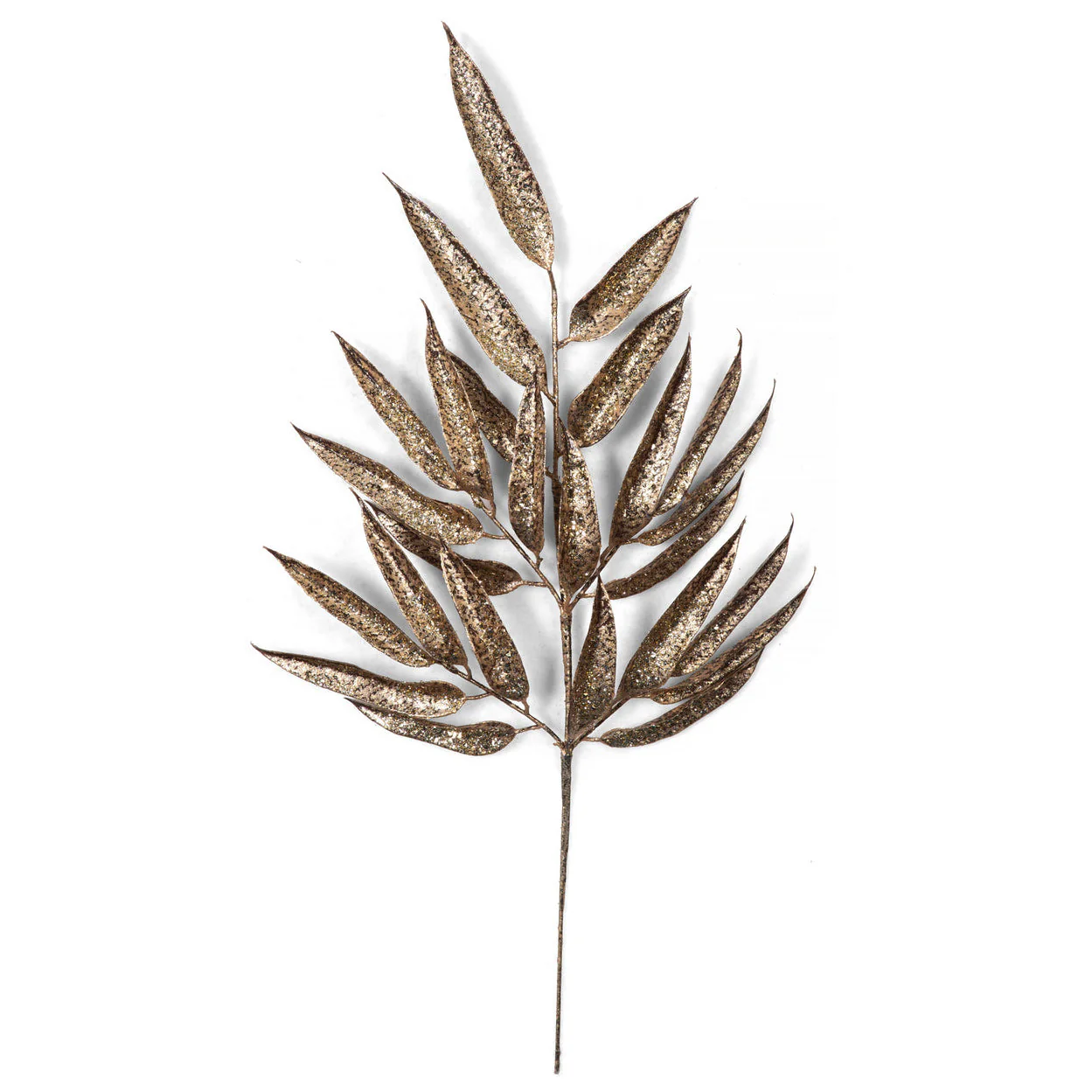 25" Glittered Artificial Eucalyptus Leaf Stem -Gold/Bronze (Pack of 12)