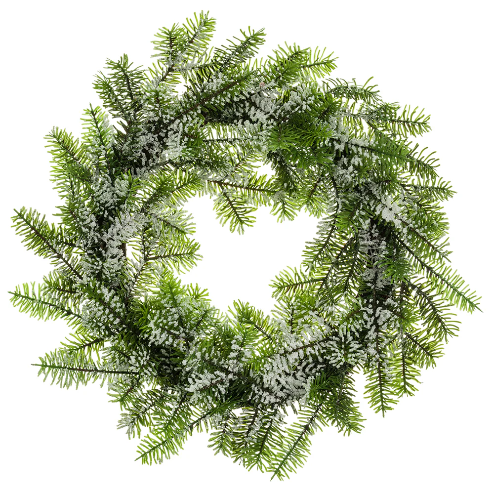 25" Iced Artificial Norway Spruce Wreath -Green/White
