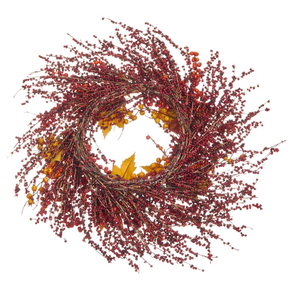 25" Orange, Berry & Pinecone Artificial Wreath -Orange/Burgundy (Pack of 2) - Image 2