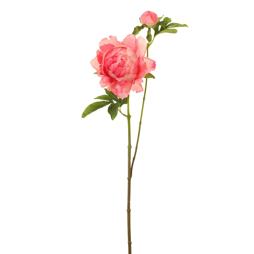 25" Peony Silk Flower Stem -Coral (Pack of 12)